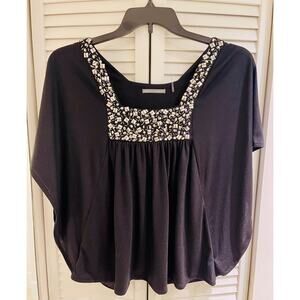 Isabella Rodriguez Women's Top Medium Black w/Silver Metal Embellishments A+